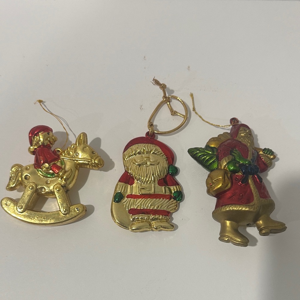 Festive Gold and Red Christmas Ornaments